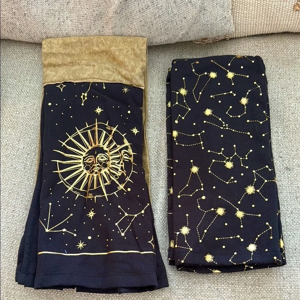 Isaac Mizrahi Celestial Gothic Kitchen Scarf Towel Set 2pc NWOT